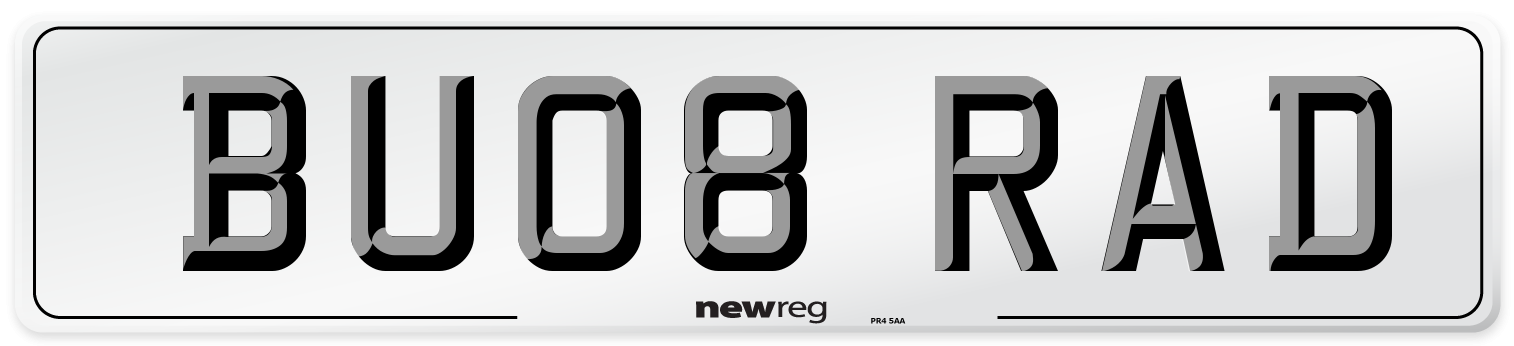 BU08 RAD Number Plate from New Reg